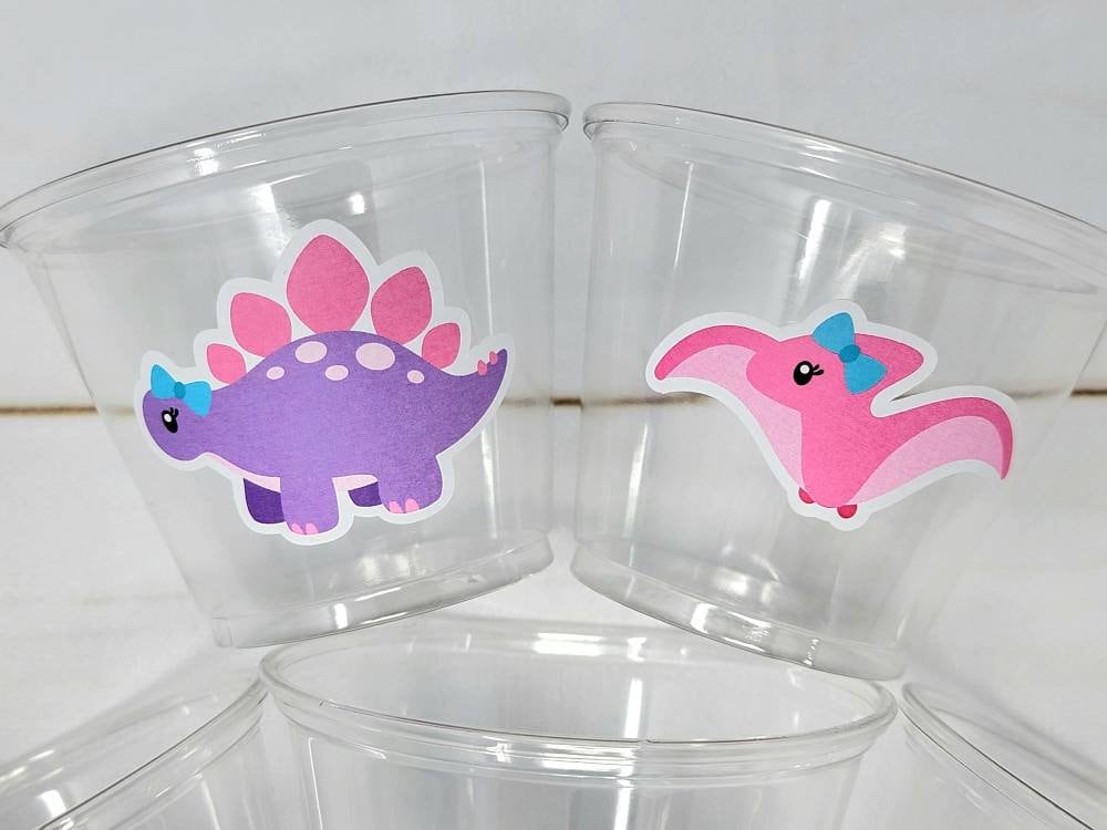DINOSAUR PARTY CUPS - Girl Dinosaur Party Cups Girl Dinosaur Decorations Dinosaur Party Decorations Dinosaur Birthday Girl Dinosaur Party