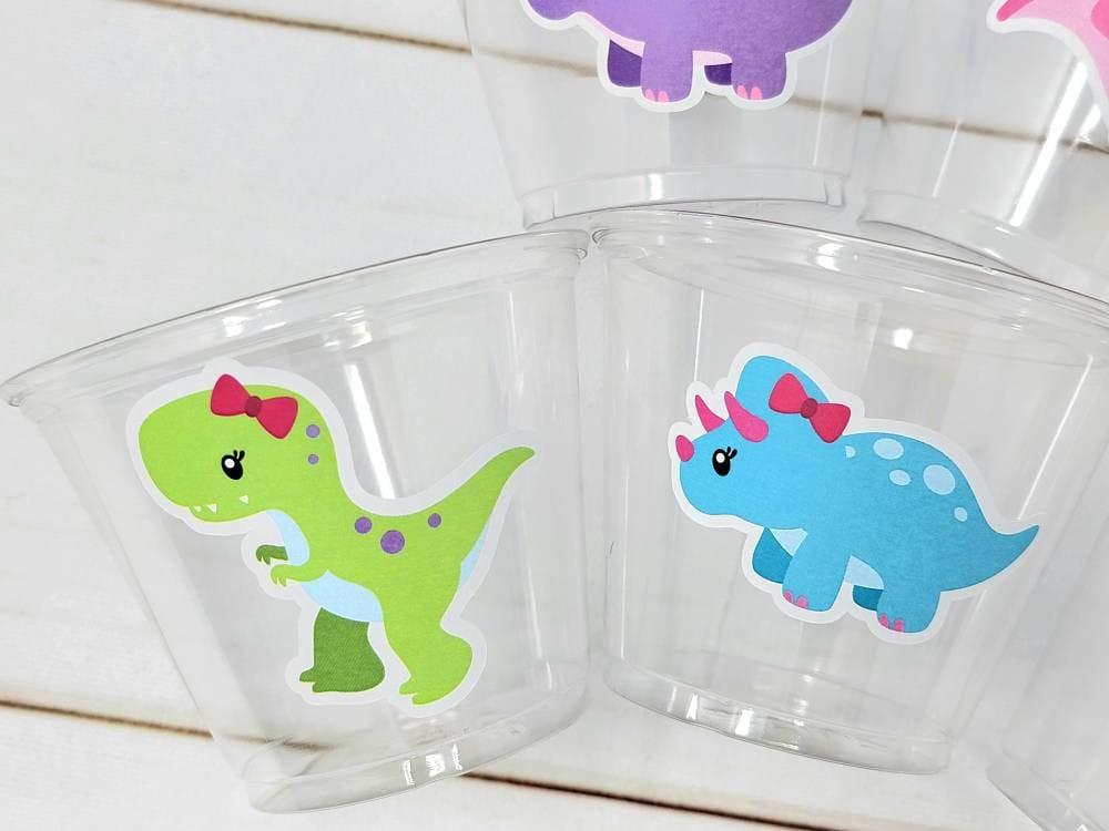 DINOSAUR PARTY CUPS - Girl Dinosaur Party Cups Girl Dinosaur Decorations Dinosaur Party Decorations Dinosaur Birthday Girl Dinosaur Party