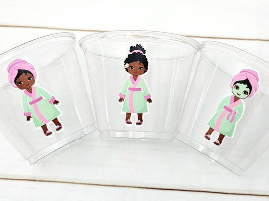 SPA PARTY CUPS - Spa Birthday Party Spa Party Favors Spa Party Decorations Spa Treat Cups Spa Birthday African American Spa Cups