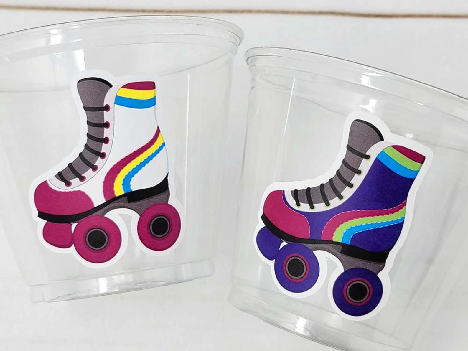 ROLLER SKATE PARTY Cups - Roller Skating Birthday Cups Skate Party Favors Skating Party Cups Roller Skating Birthday 80's Birthday Party