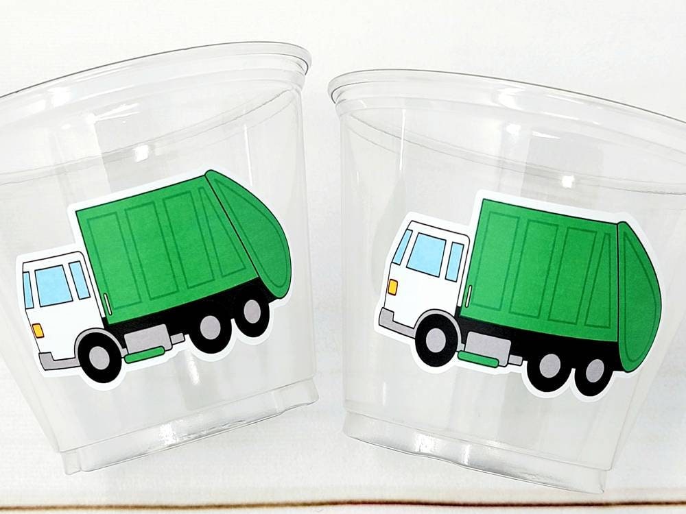 GARBAGE TRUCK PARTY Cups - Garbage Truck Treat Cups Garbage Truck Party Favors Garbage Truck Birthday Favors Trash Garbage Birthday