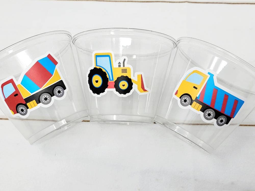 CONSTRUCTION PARTY CUPS - Construction Truck Cups Construction Birthday Construction Party Construction Sign Decorations Cups Dump Truck