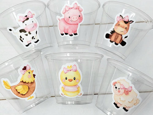 GIRL FARM PARTY Cups - Girl Farm Cups Farm Animal Cups Farm First Birthday Farm Baby Shower Barnyard Party Farm Birthday Decorations Farm
