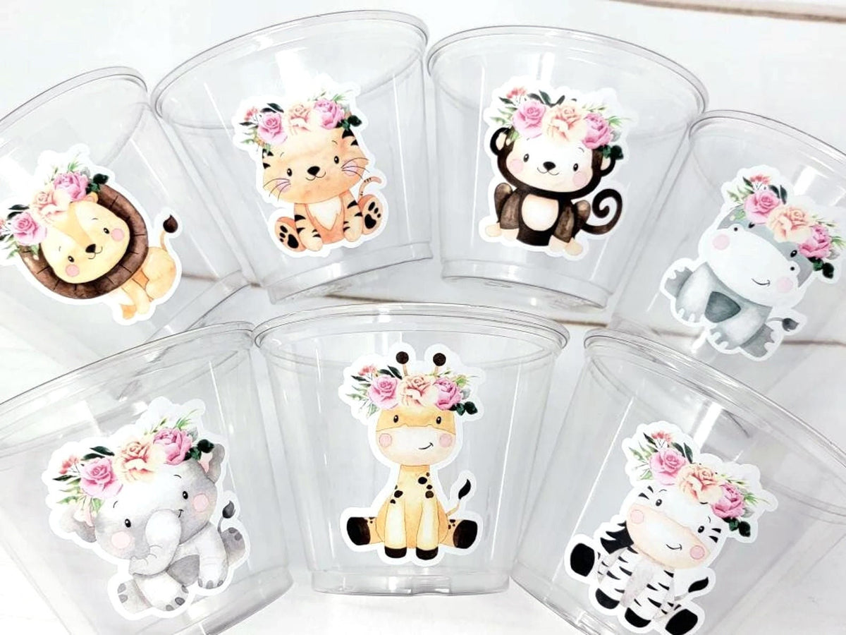 GIRL SAFARI PARTY Cups Safari Birthday Cups Safari Birthday Safari Party Safari Decorations Safari Baby Shower Safari Favors Girl Animals