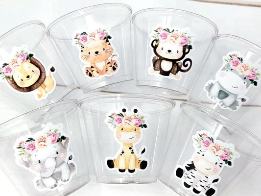 GIRL SAFARI PARTY Cups Safari Birthday Cups Safari Birthday Safari Party Safari Decorations Safari Baby Shower Safari Favors Girl Animals