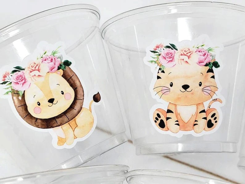 GIRL SAFARI PARTY Cups Safari Birthday Cups Safari Birthday Safari Party Safari Decorations Safari Baby Shower Safari Favors Girl Animals