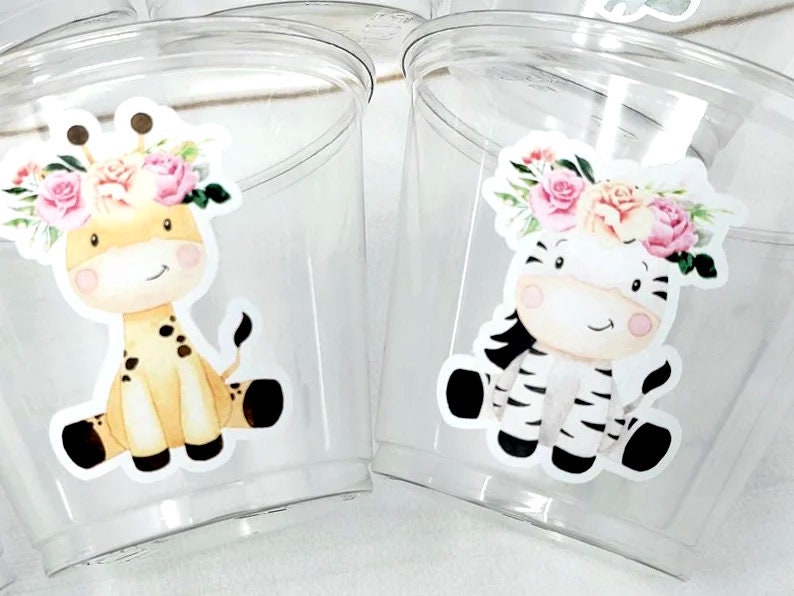 GIRL SAFARI PARTY Cups Safari Birthday Cups Safari Birthday Safari Party Safari Decorations Safari Baby Shower Safari Favors Girl Animals