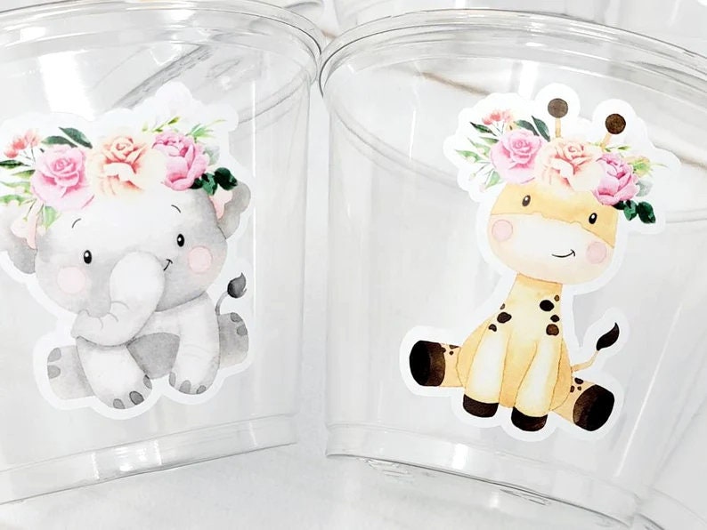GIRL SAFARI PARTY Cups Safari Birthday Cups Safari Birthday Safari Party Safari Decorations Safari Baby Shower Safari Favors Girl Animals