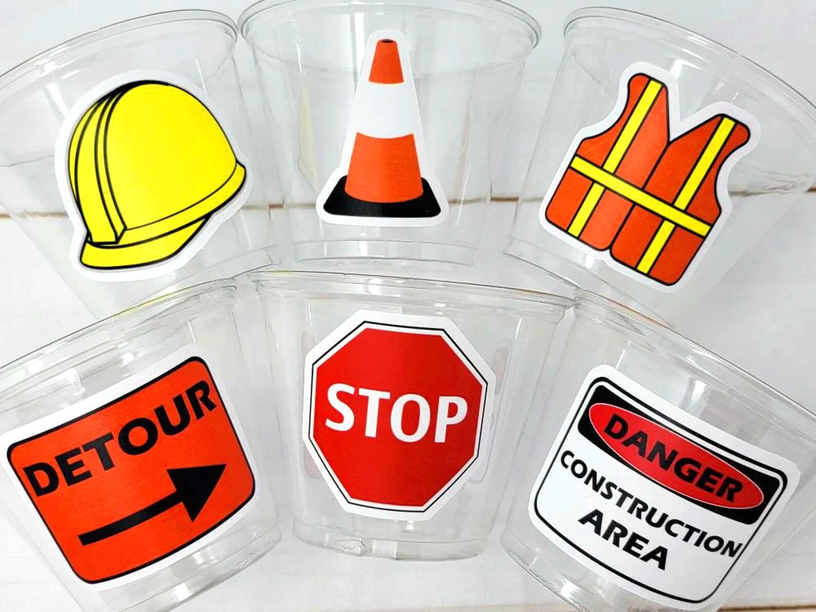 CONSTRUCTION PARTY CUPS - Construction Truck Cups Construction Birthday Construction Party Construction Sign Decorations Cups Dump Truck