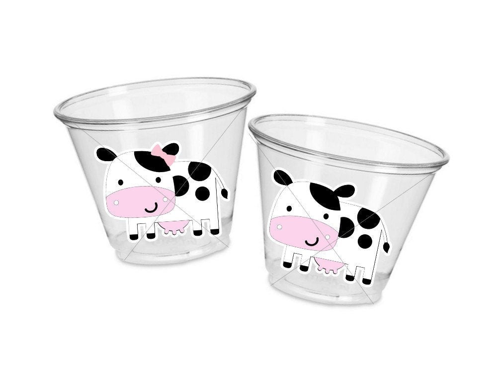 COW PARTY CUPS - Cow Cups Cow Birthday Cups Farm Animal Cups Cow Party Favors Farm Cow Baby Shower Cow First Birthday Cow Party Decorations