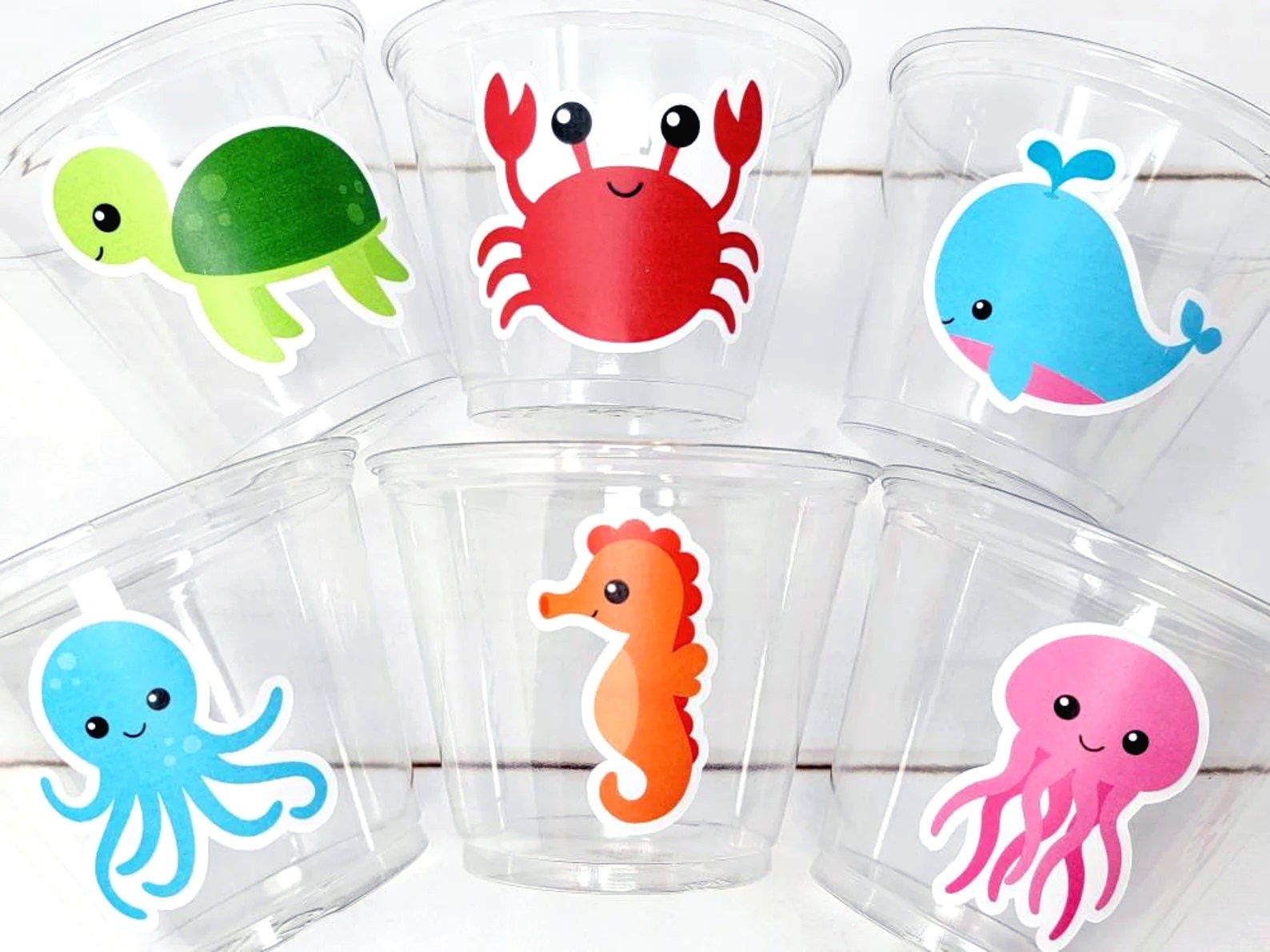 UNDER THE SEA Party Cups - Under the Sea Birthday Under the Sea Party Crab Cups Octopus Cups Whale Cups, Ocean Birthday Ocean Party Sea