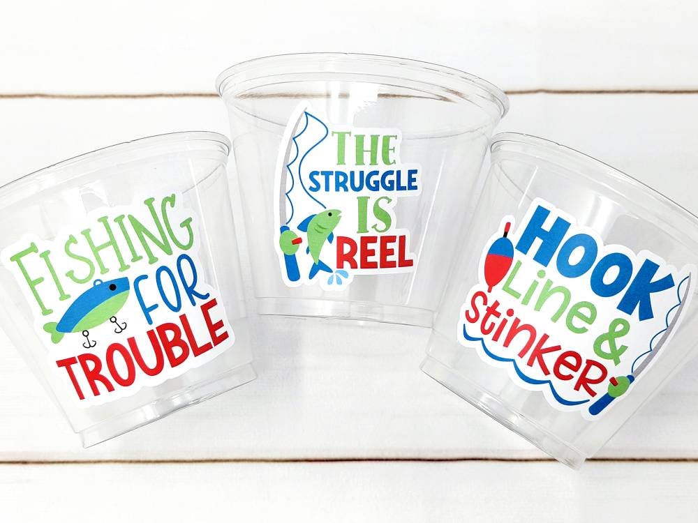 FISHING PARTY CUPS - Fishing Birthday Fishing First Birthday Party Gone Fishing Party The Big One Fishing Bobber Decorations Fish Bait Cups