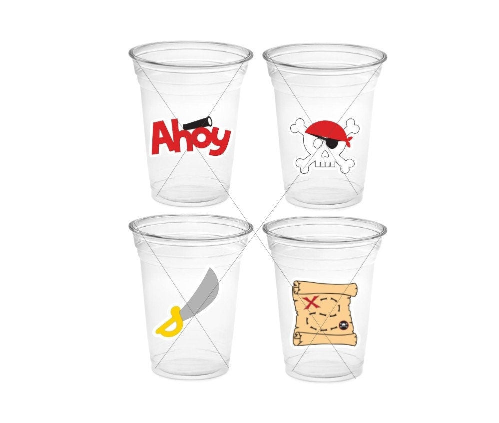 PIRATE PARTY CUPS - Pirate Cups Pirate Birthday Pirate Party Decorations Pirate Birthday Party Pirate Party Supplies Pirate Happy Birthday