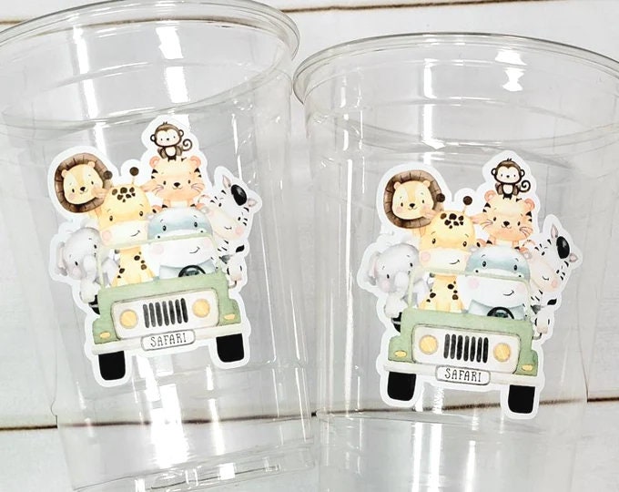 SAFARI PARTY CUPS - Safari Birthday Cups Safari Birthday Safari Party Safari Decorations Safari Baby Shower Safari Favors Jungle Party Cups