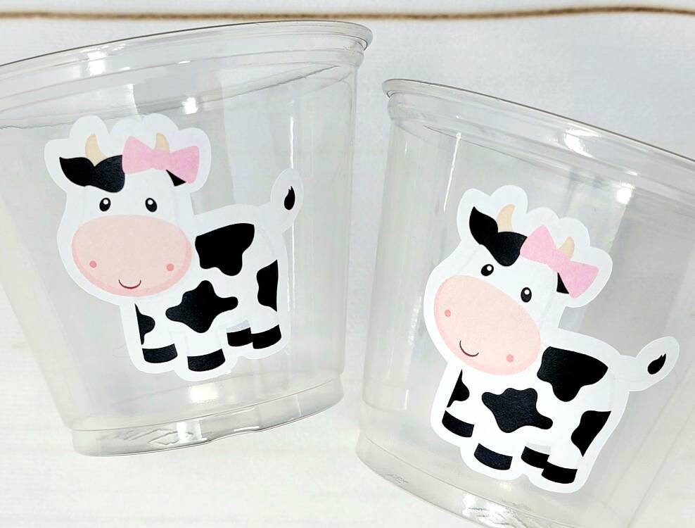 COW PARTY CUPS - Cow Cups Cow Birthday Cups Farm Animal Cups Cow Party Favors Farm Cow Baby Shower Cow First Birthday Cow Party Decorations