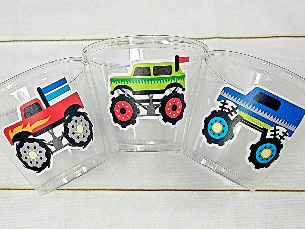 MONSTER TRUCK PARTY Cups - Monster Truck Treat Cups Monster Truck Birthday Monster Truck Party Monster Truck Party Favors, Monster Truck Cup