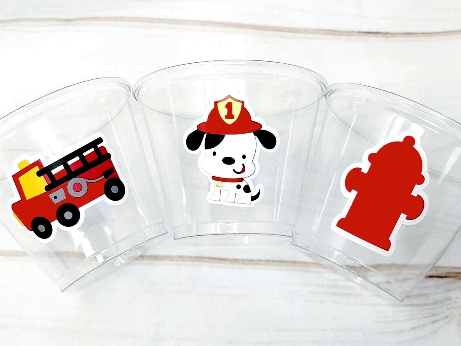 FIRETRUCK PARTY CUPS - Firetruck Cups Firetruck Party Firetruck Birthday Firetruck Birthday Party Favors Fire Truck Favors Fireman Birthday
