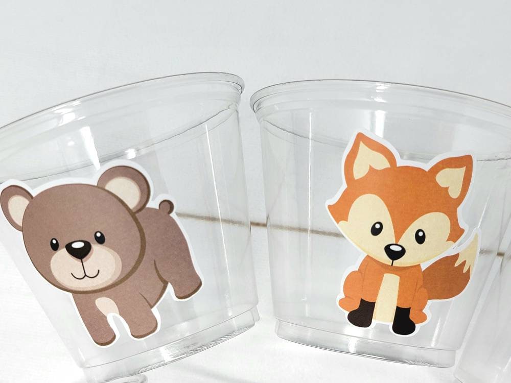 WOODLAND PARTY CUPS - Woodland Cups Woodland Animals Woodland Decorations Woodland Birthday Woodland Baby Shower Woodland Birthday Party