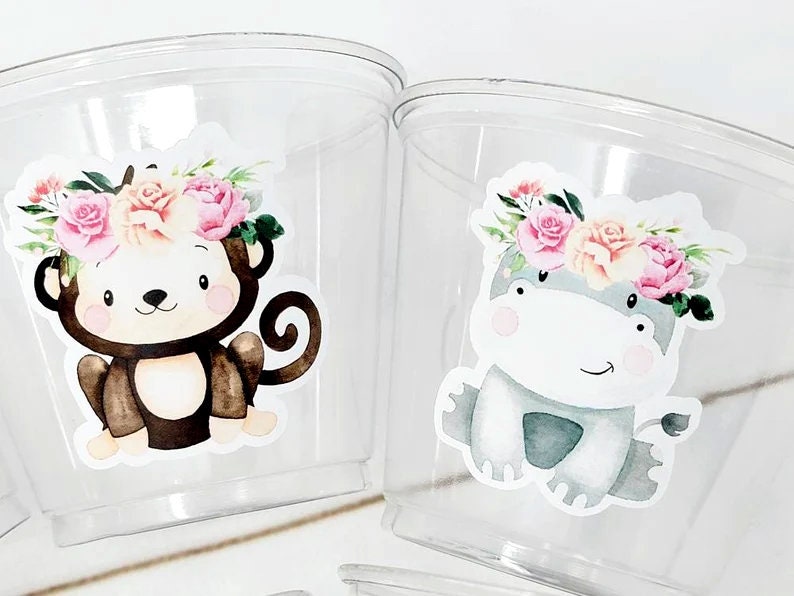 GIRL SAFARI PARTY Cups Safari Birthday Cups Safari Birthday Safari Party Safari Decorations Safari Baby Shower Safari Favors Girl Animals