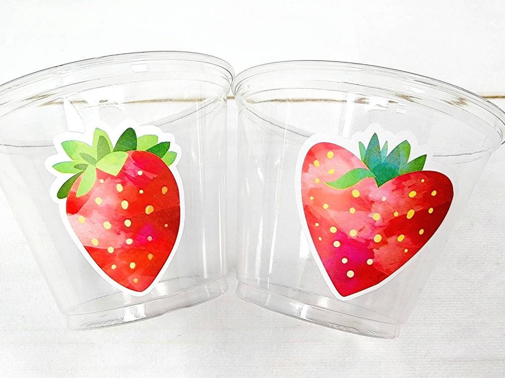 STRAWBERRY PARTY CUPS - Strawberry Birthday Cups Strawberry Cups First Birthday Strawberry Party Decorations Strawberry Baby Shower