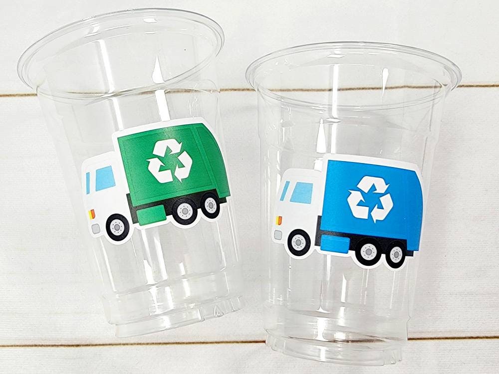 GARBAGE TRUCK PARTY Cups - Garbage Truck Treat Cups Garbage Truck Party Favors Garbage Truck Birthday Favors Trash Garbage Birthday Recycle