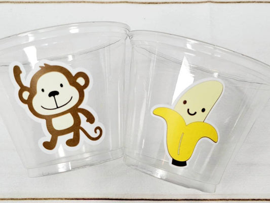 MONKEY PARTY CUPS - Monkey Birthday Cups, Monkey Party Cups Monkey Baby Shower Monkey Decorations Monkey Party Supplies Banana Decorations