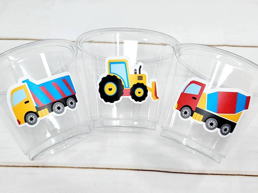 CONSTRUCTION PARTY CUPS - Construction Truck Cups Construction Birthday Construction Party Construction Sign Decorations Cups Dump Truck