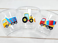 CONSTRUCTION PARTY CUPS - Construction Truck Cups Construction Birthday Construction Party Construction Sign Decorations Cups Dump Truck