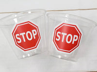 STOP SIGN CUPS - Traffic Light Cups Traffic Sign Cups Transportation Party School Bus Party School Bus Cups Racing Party Cups Race Car Cups