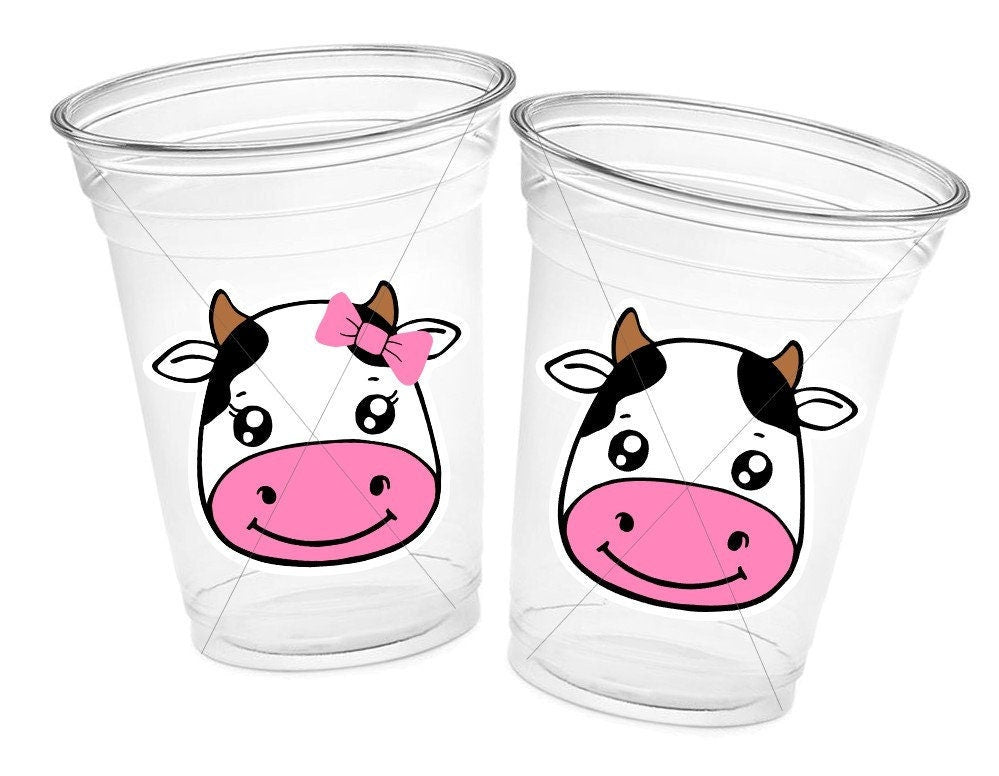 COW PARTY CUPS - Cow Cups Cow Birthday Cups Farm Animal Cups Cow Party Favors Farm Cow Baby Shower Cow First Birthday Cow Party Decorations