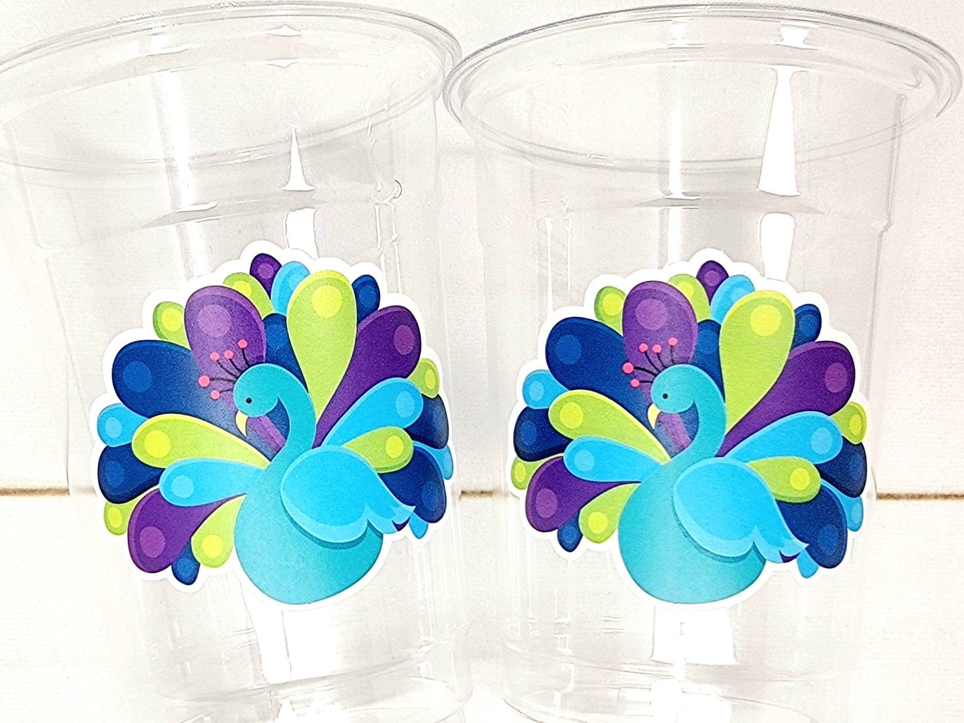 PEACOCK PARTY CUPS - Peacock Cups Peacock Decorations Peacock Birthday Peacock Party Peacock Party Favors Peacock Baby Shower Sprinkle Cups