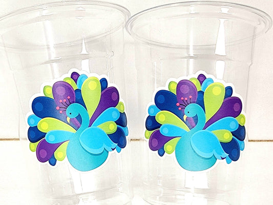 PEACOCK PARTY CUPS - Peacock Cups Peacock Decorations Peacock Birthday Peacock Party Peacock Party Favors Peacock Baby Shower Sprinkle Cups