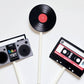 80's Cupcake Toppers - Cassette Tape Cupcake Toppers - Record Cupcake Toppers - Boom Box Cupcake Toppers - 80's Birthday Party 22920927A
