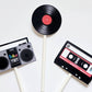 80's Cupcake Toppers - Cassette Tape Cupcake Toppers - Record Cupcake Toppers - Boom Box Cupcake Toppers - 80's Birthday Party 22920927A