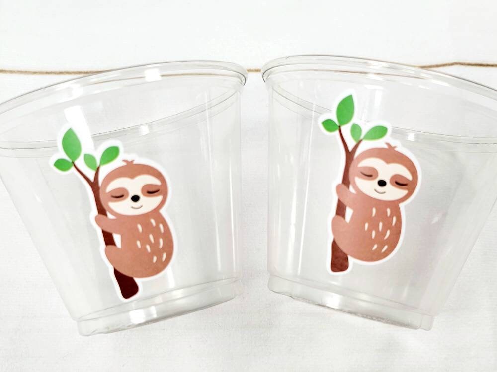 SLOTH PARTY CUPS - Sloth Cups Sloth Birthday Cups Sloth Baby Shower Cups Sloth Party Decorations Sloth Party Favors Sloth Favor Cups Sloth