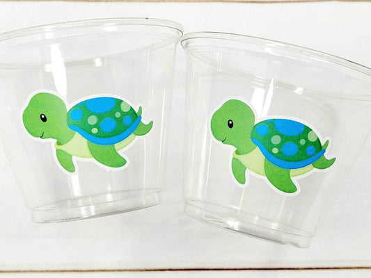 TURTLE PARTY CUPS - Turtle Cups Turtle Decorations Turtle Birthday Turtle Party Turtle Party Favors Turtle Baby Shower Baby Sprinkle