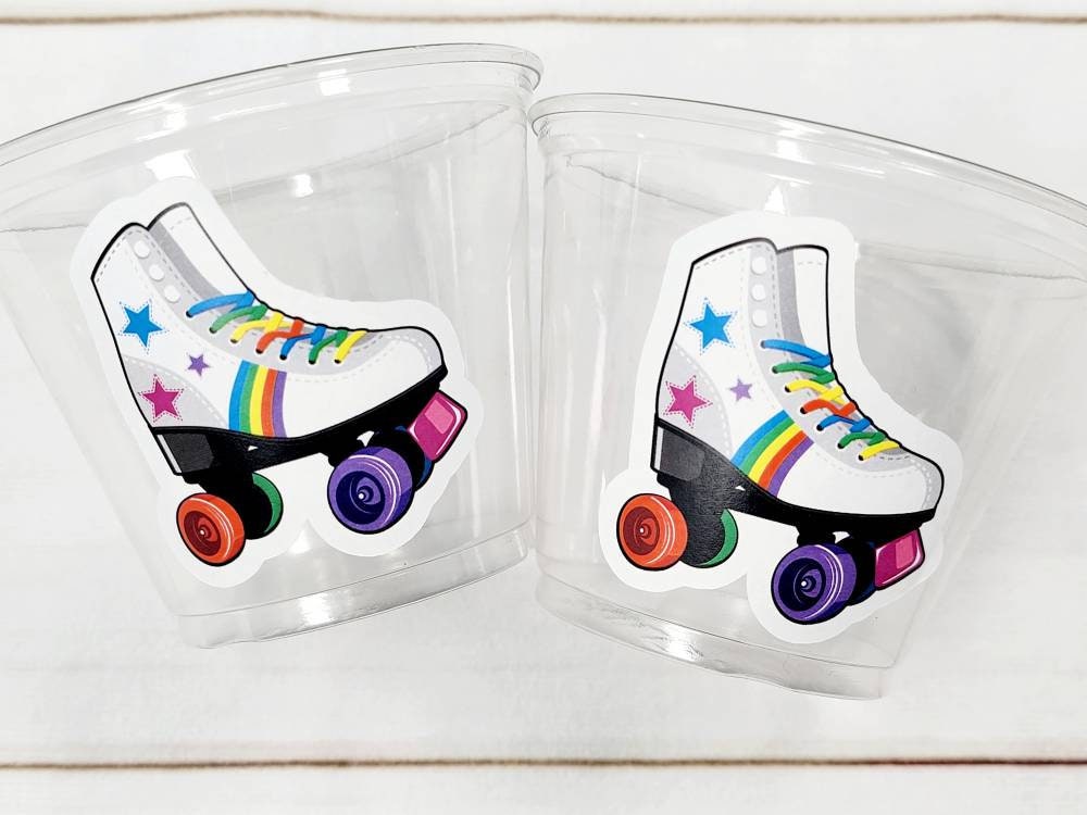 ROLLER SKATE PARTY Cups - Roller Skating Birthday Cups Skate Party Favors Skating Party Cups Roller Skating Birthday 80's Birthday Party