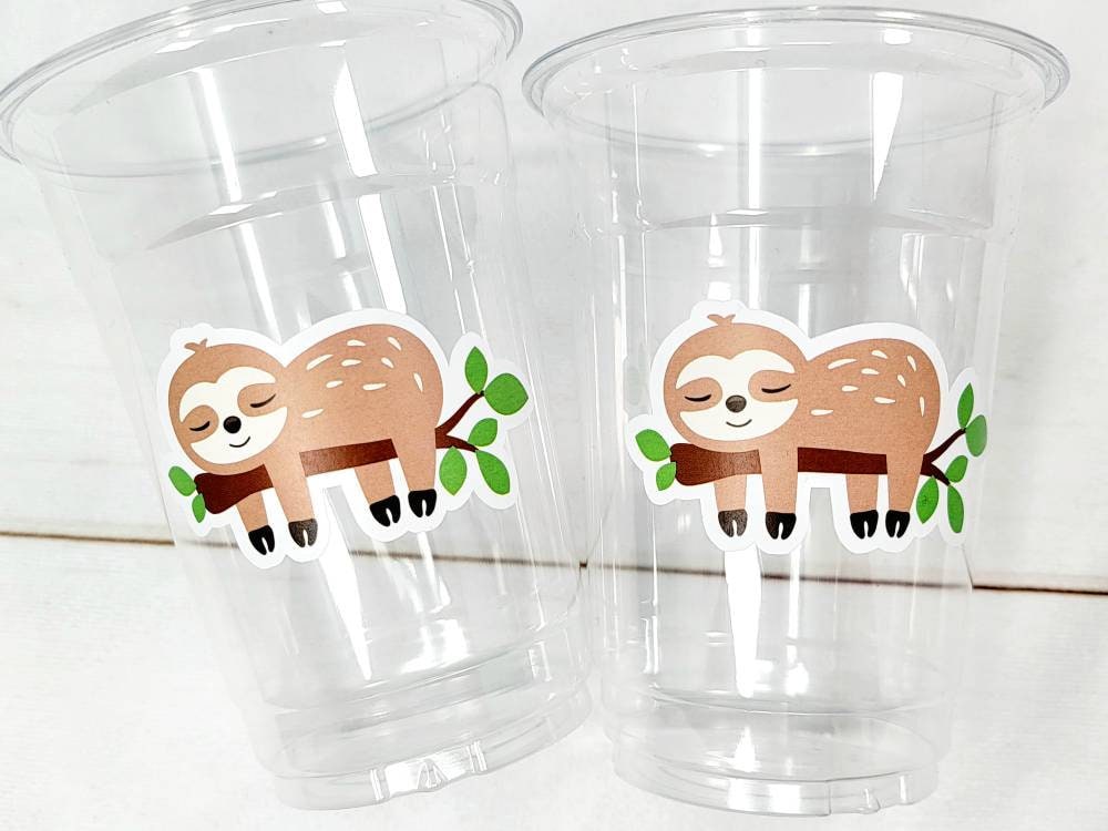 SLOTH PARTY CUPS - Sloth Cups Sloth Birthday Cups Sloth Baby Shower Cups Sloth Party Decorations Sloth Party Favors Sloth Favor Cups Sloth