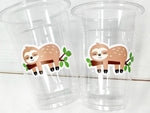 SLOTH PARTY CUPS - Sloth Cups Sloth Birthday Cups Sloth Baby Shower Cups Sloth Party Decorations Sloth Party Favors Sloth Favor Cups Sloth