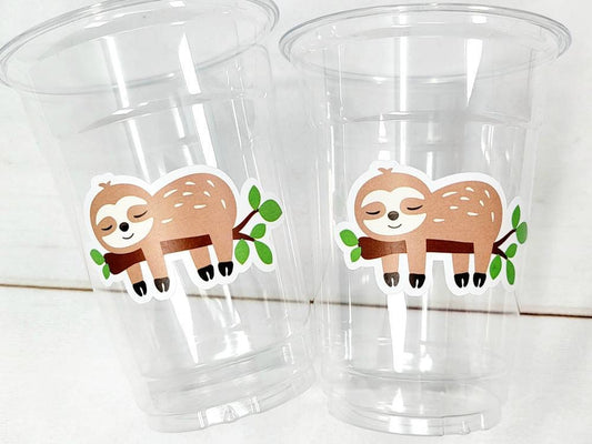 SLOTH PARTY CUPS - Sloth Cups Sloth Birthday Cups Sloth Baby Shower Cups Sloth Party Decorations Sloth Party Favors Sloth Favor Cups Sloth