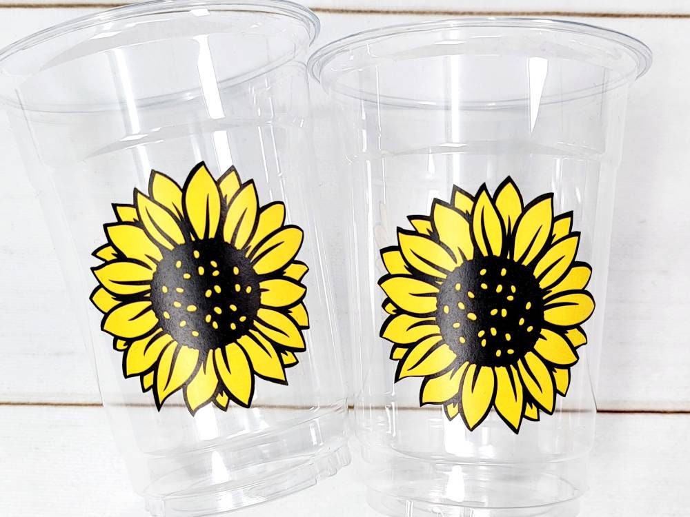 SUNFLOWER PARTY CUPS - Sunflower Birthday Party Cups Sunflower Baby Shower Cups Floral Party Cups Flower Party Cups Sunflower Party Favors