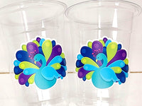 PEACOCK PARTY CUPS- Peacock Cups Peacock Decorations Peacock Birthday Peacock Party Peacock Party Favors Peacock Baby Shower Sprinkle