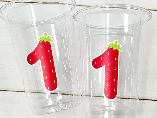 STRAWBERRY PARTY CUPS - Strawberry Birthday Cups Strawberry Cups First Birthday Strawberry Party Decorations Strawberry Baby Shower