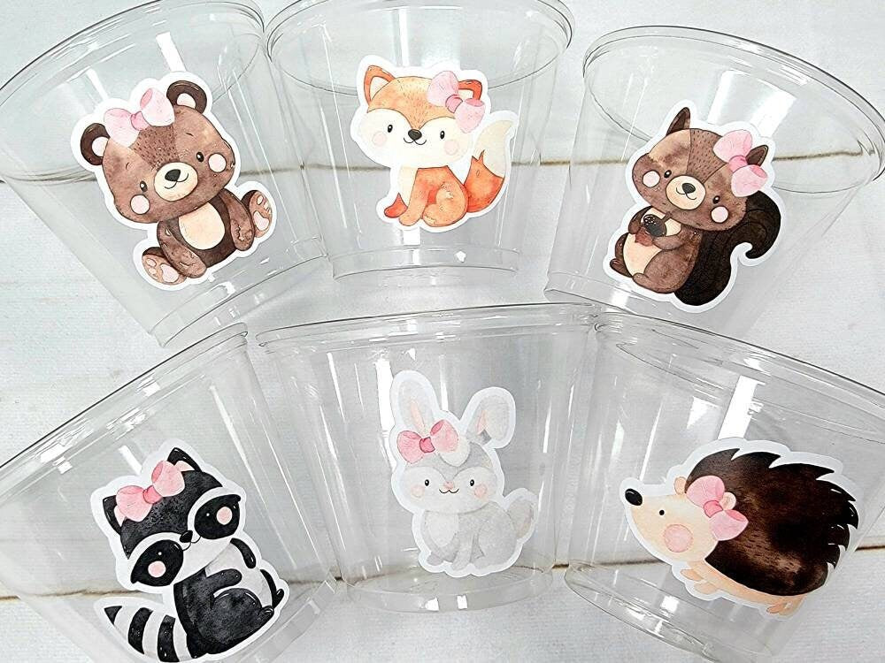 GIRL WOODLAND PARTY Cups- Woodland Cups Woodland Animals Woodland Decorations Woodland Birthday Woodland Baby Shower Woodland Birthday Party