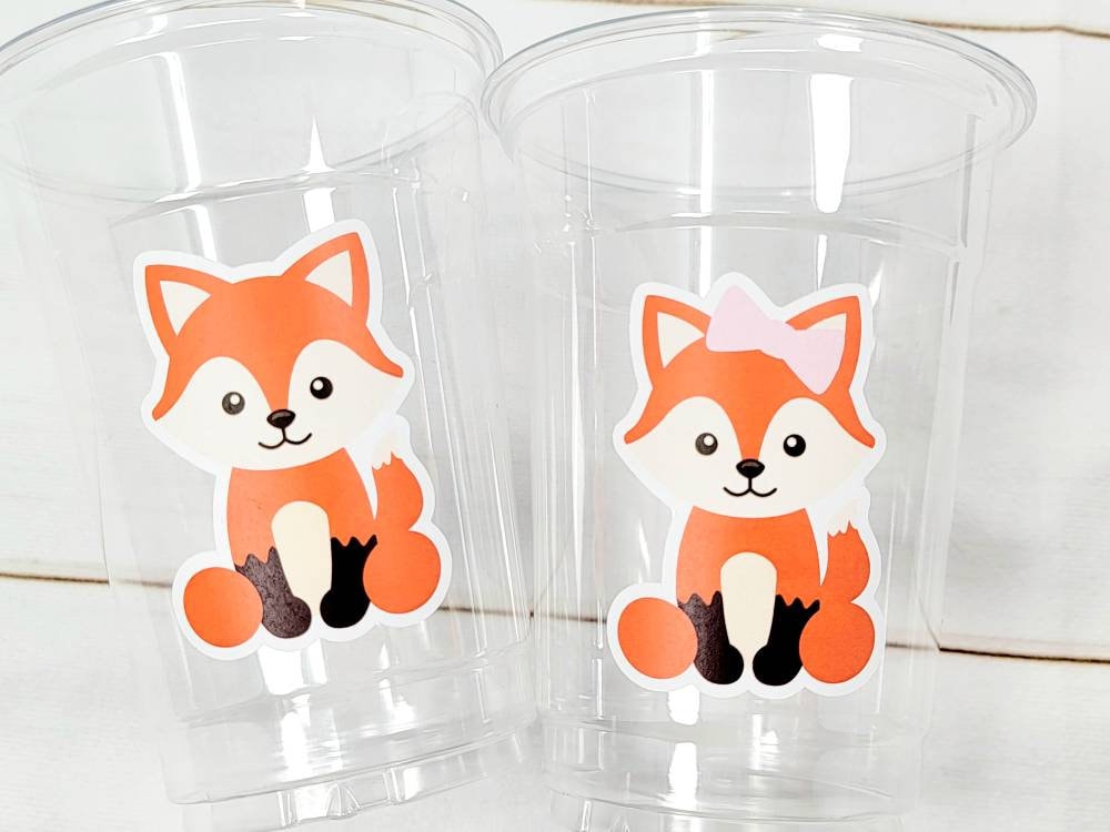 FOX PARTY CUPS - Fox Birthday Party Cups Fox Party Favors Fox Decorations Woodland Birthday Party Cups Woodland Baby Shower Fox Baby Shower