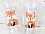 FOX PARTY CUPS - Fox Birthday Party Cups Fox Party Favors Fox Decorations Woodland Birthday Party Cups Woodland Baby Shower Fox Baby Shower