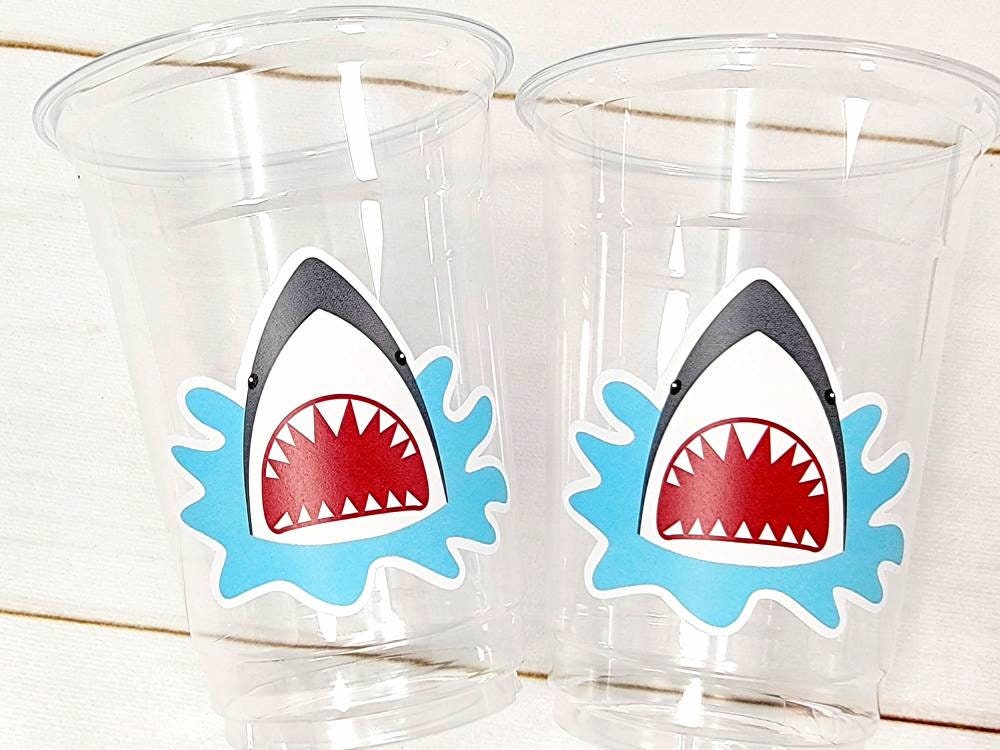 SHARK PARTY CUPS - Shark Treat Cups Shark Birthday Cups Shark Birthday Party Cups Shark Party Favors Shark Party Supplies Shark Decorations