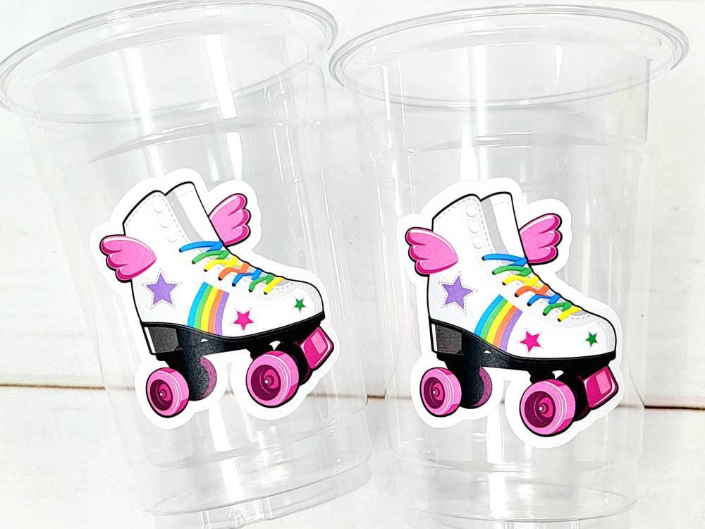 ROLLER SKATE PARTY Cups - Roller Skating Birthday Cups Skate Party Favors Skating Party Cups Roller Skating Birthday 80's Birthday Party