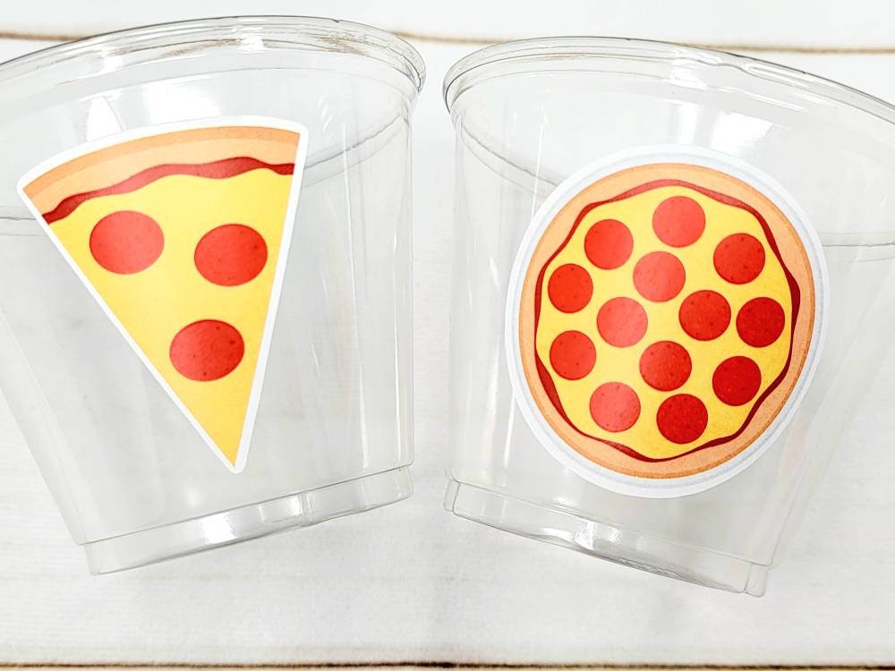 PIZZA PARTY CUPS - Pizza Cups Pizza Birthday Cups Pizza Party Decorations Pizza Party Supplies Pizza Party Favors Pizza Birthday Favor Pizza