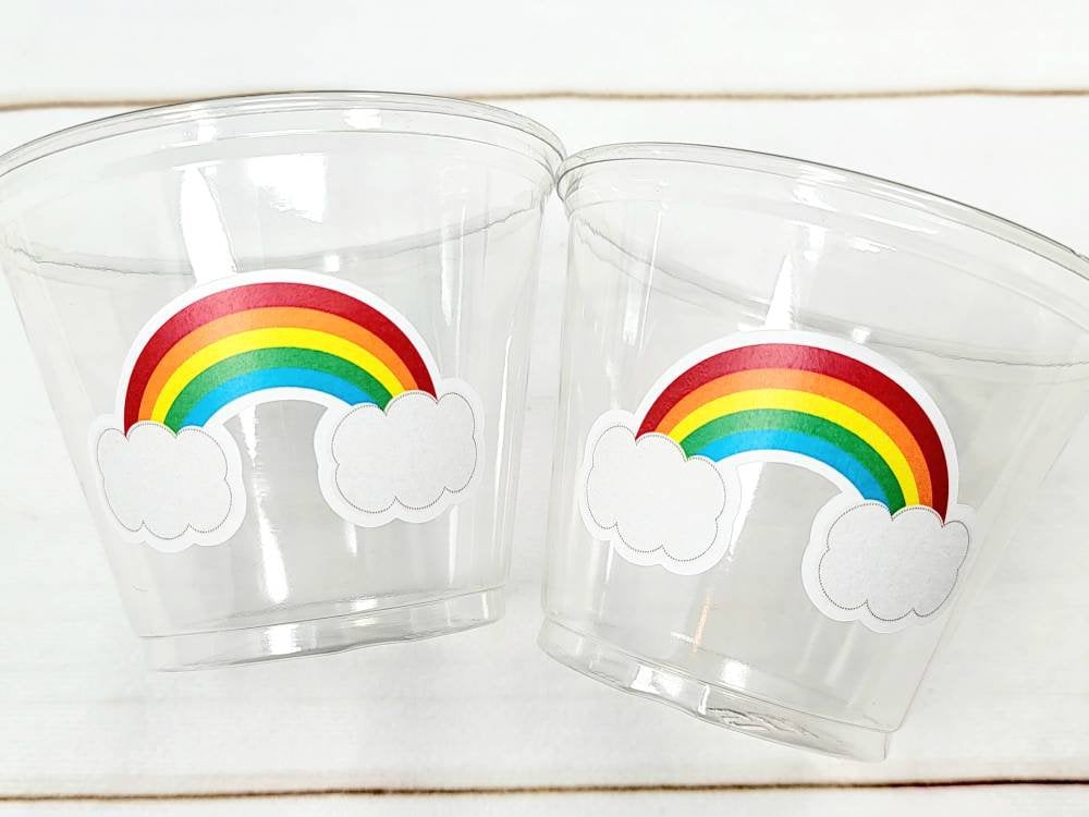 RAINBOW PARTY CUPS - Rainbow Cups Rainbow Decorations Rainbow Birthday Rainbow Party Rainbow Party Favors Rainbow Baby Shower Pastel Rainbow